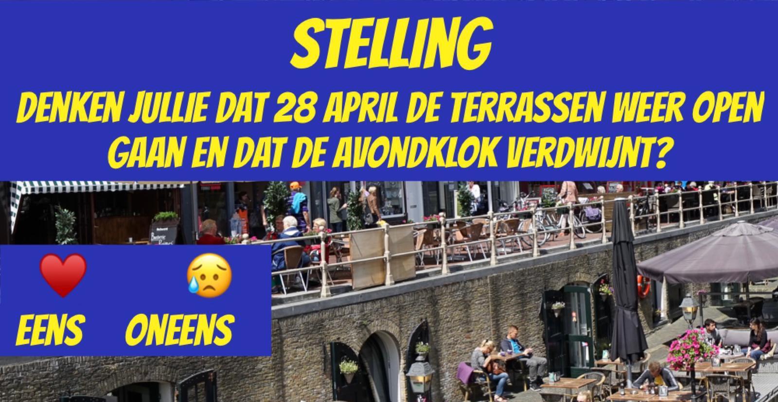 Stelling: De terrassen gaan 28 april weer open en de avondklok verdwijnt